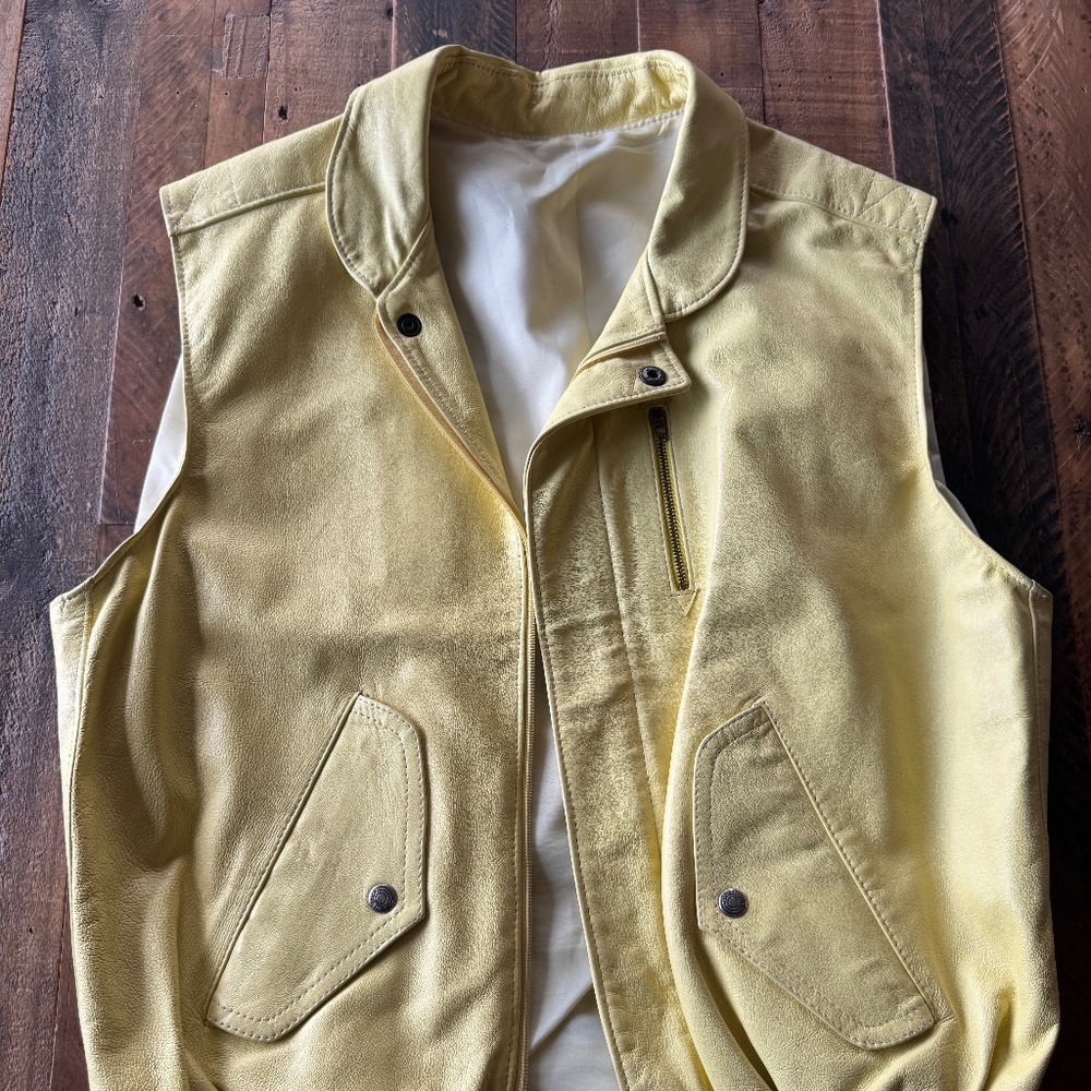 RARE Vintage Yellow Moto Leather Vest – Charlerie Paris (Women’s M/L)